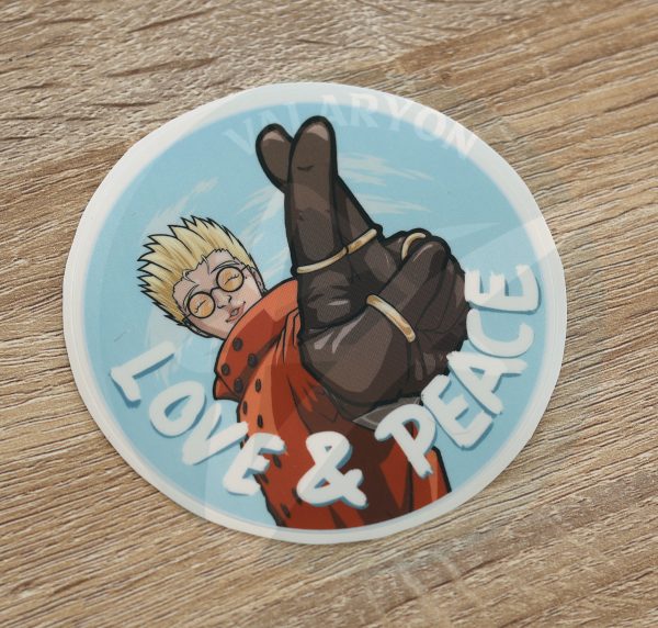 Trigun Vash Love and Peace Acrylic Sticker - Image 5