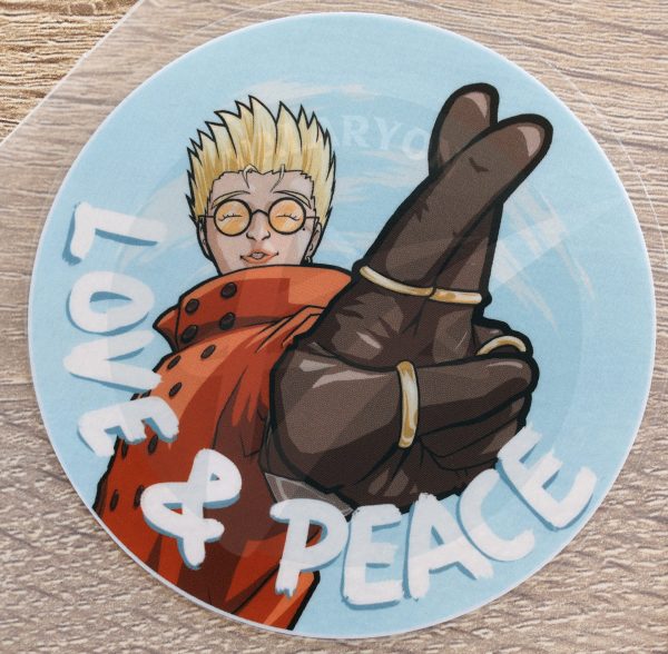 Trigun Vash Love and Peace Acrylic Sticker - Image 4